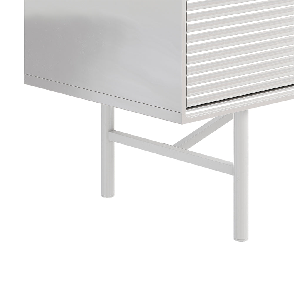 New White Wavy Grain Striped Chest of Drawers Sideboard