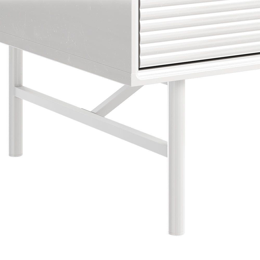 New White Wavy Grain Striped Wardrobe Storage Cabinet