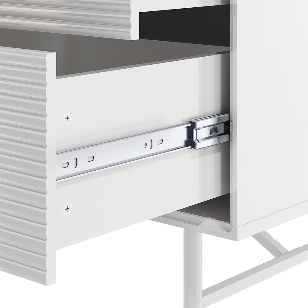 New White Wavy Grain Striped Wardrobe Storage Cabinet