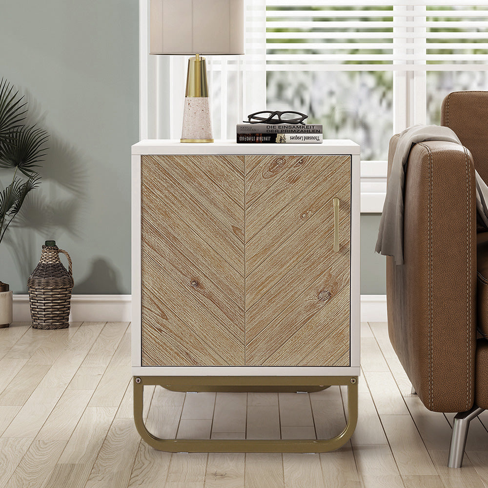 New Wooden Doors Storage Nightstand Bedside Table