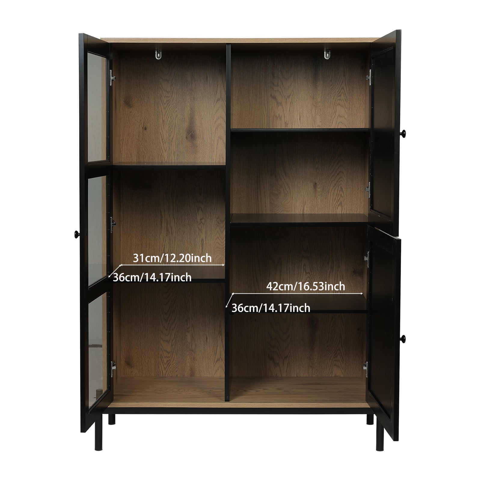 Black Woven Wicker Straw Doors Storage Cabinet