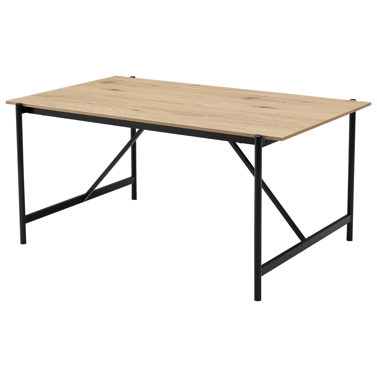 New Black Woven Wicker Wooden Dining Table