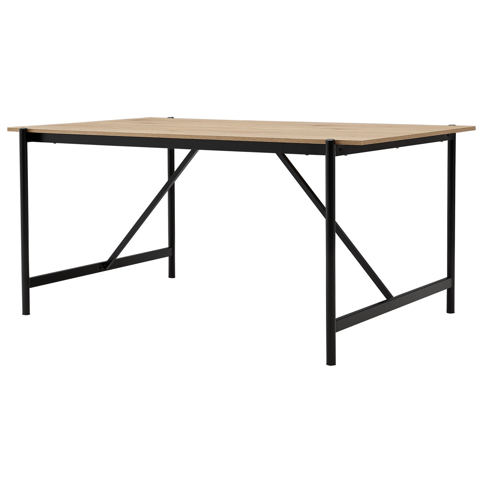 New Black Woven Wicker Wooden Dining Table