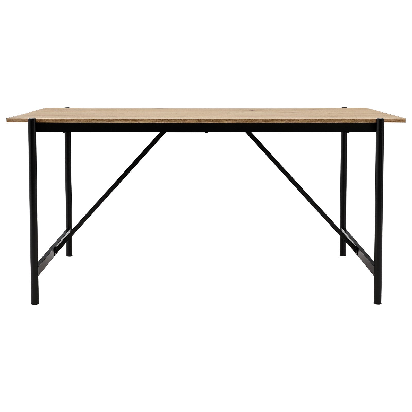 New Black Woven Wicker Wooden Dining Table