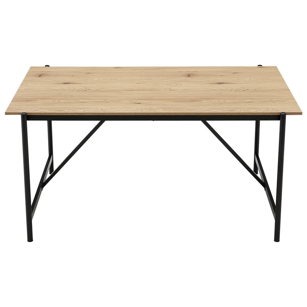 New Black Woven Wicker Wooden Dining Table