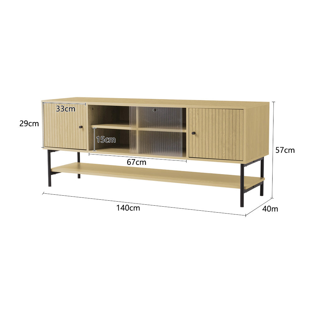 Wood Grain TV Stand Cabinet with Storage