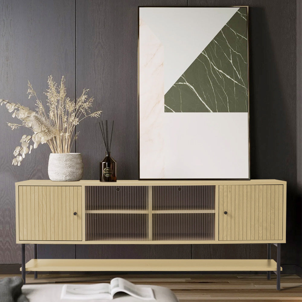 Wood Grain TV Stand Cabinet with Storage
