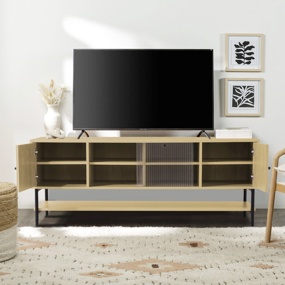 Wood Grain TV Stand Cabinet with Storage