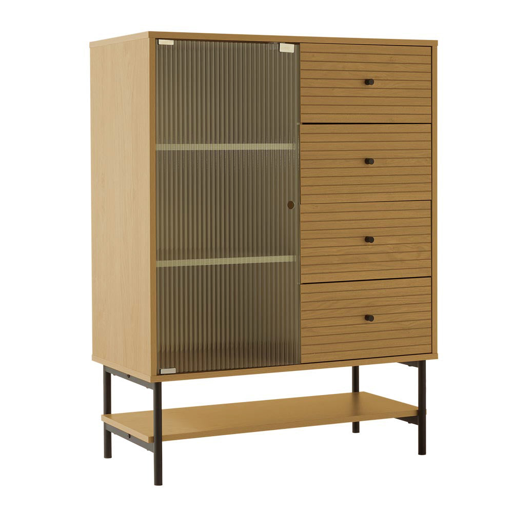 New Wood Grain 4 Drawer Chest Cabinet with Door