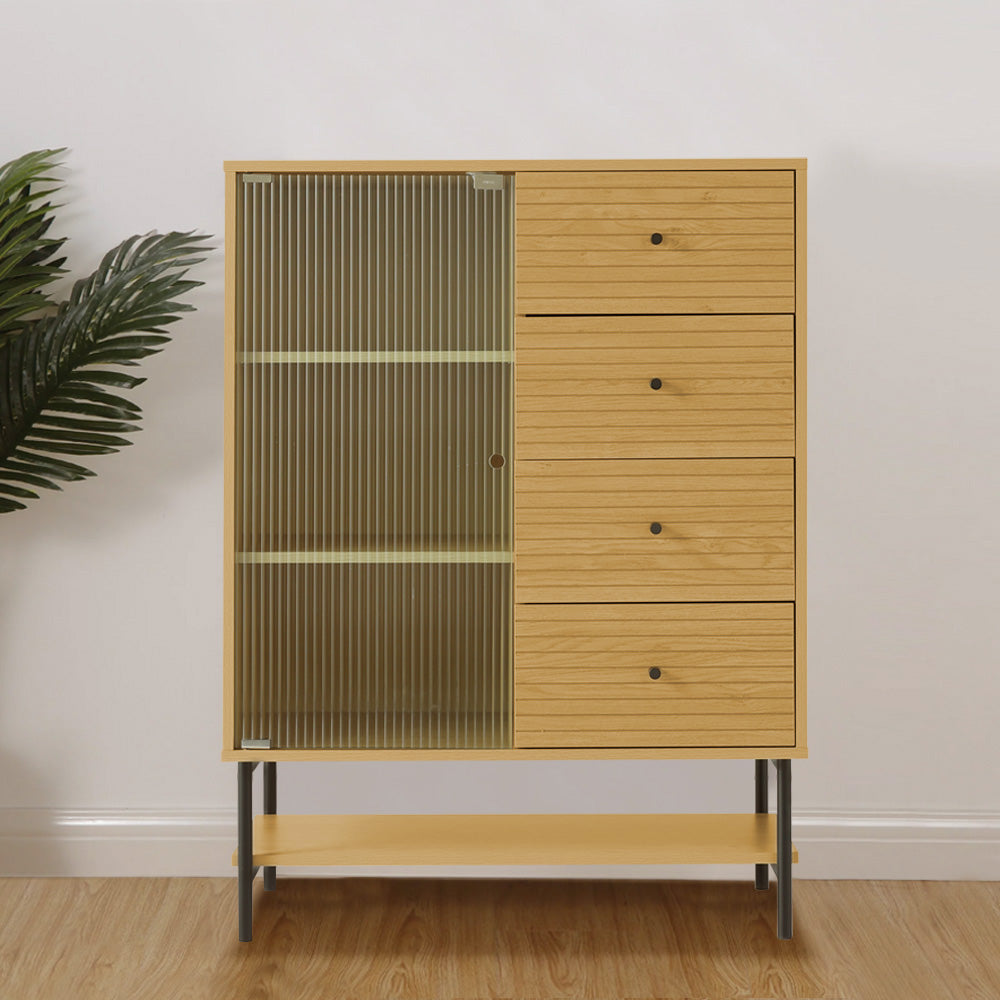 New Wood Grain 4 Drawer Chest Cabinet with Door