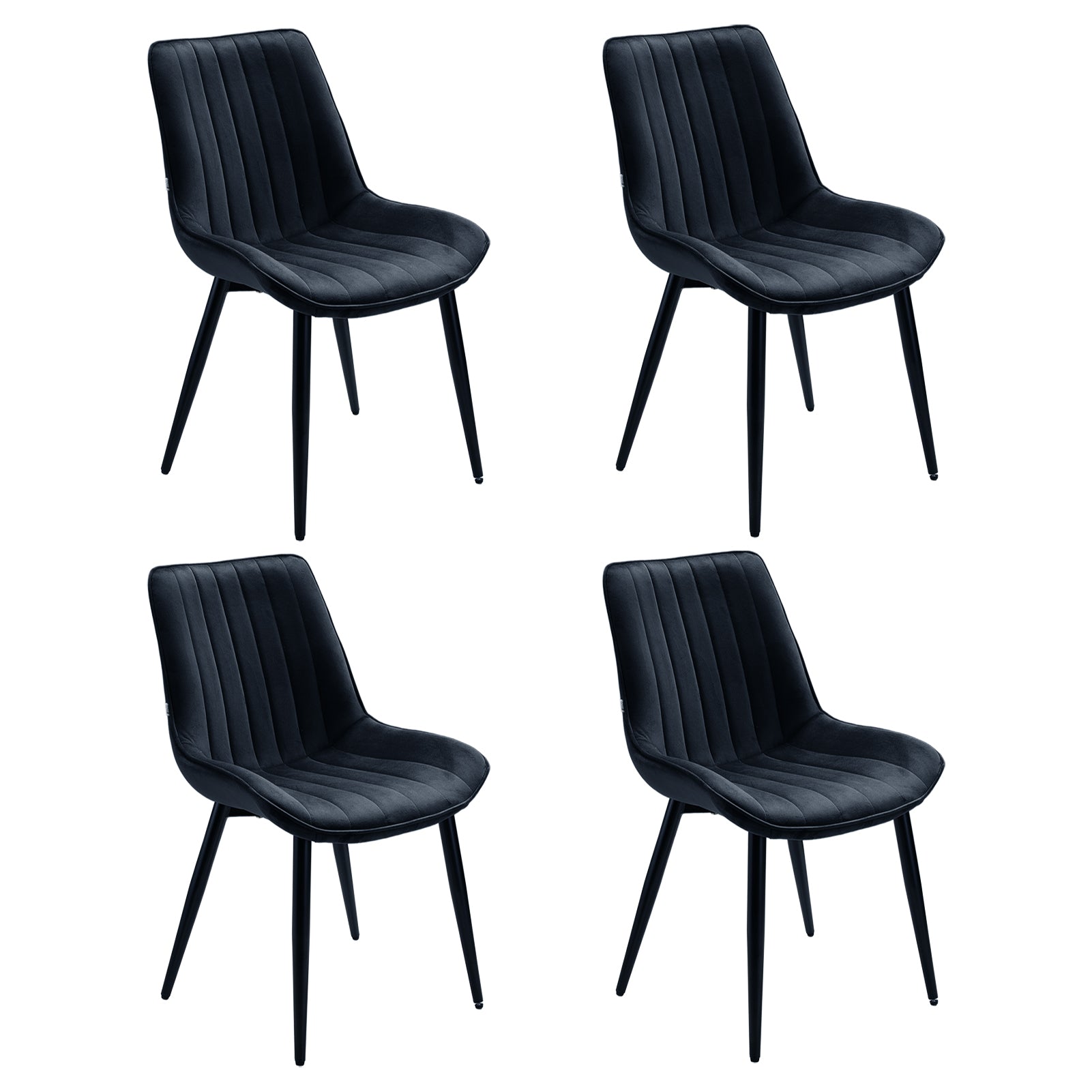 New Velvet Upholstered Dining Chair with Metal Legs Black Set of 4