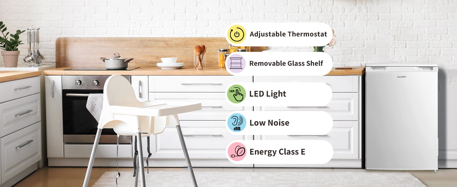 131L Freestanding Under Counter Fridge White