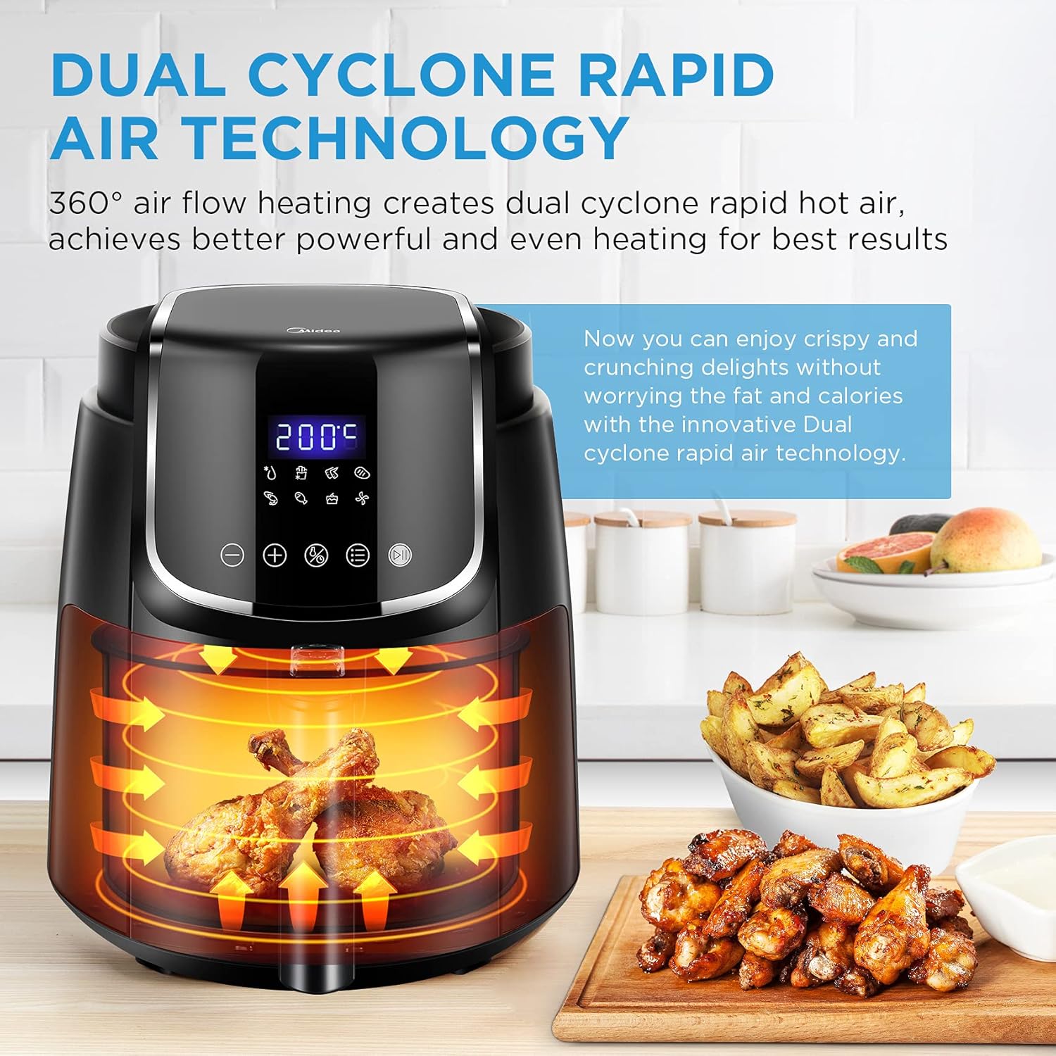 4L Touch Control Air Fryer with Display Black