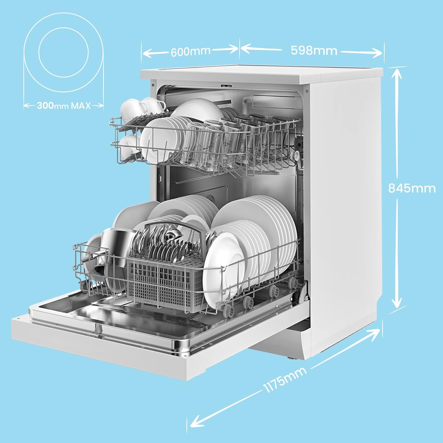 11L White Cloud Wash Freestanding Dishwasher