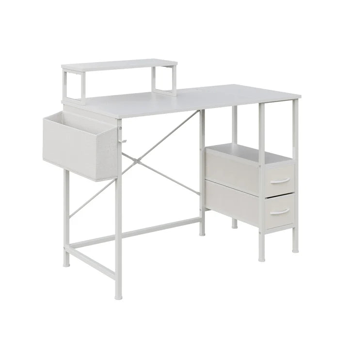 Modern Office Desk with Charging Station & Monitor Stand
