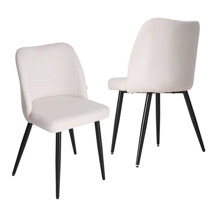 New Set of 2 Modern Upholstered Dining Chair With Metal Legs White