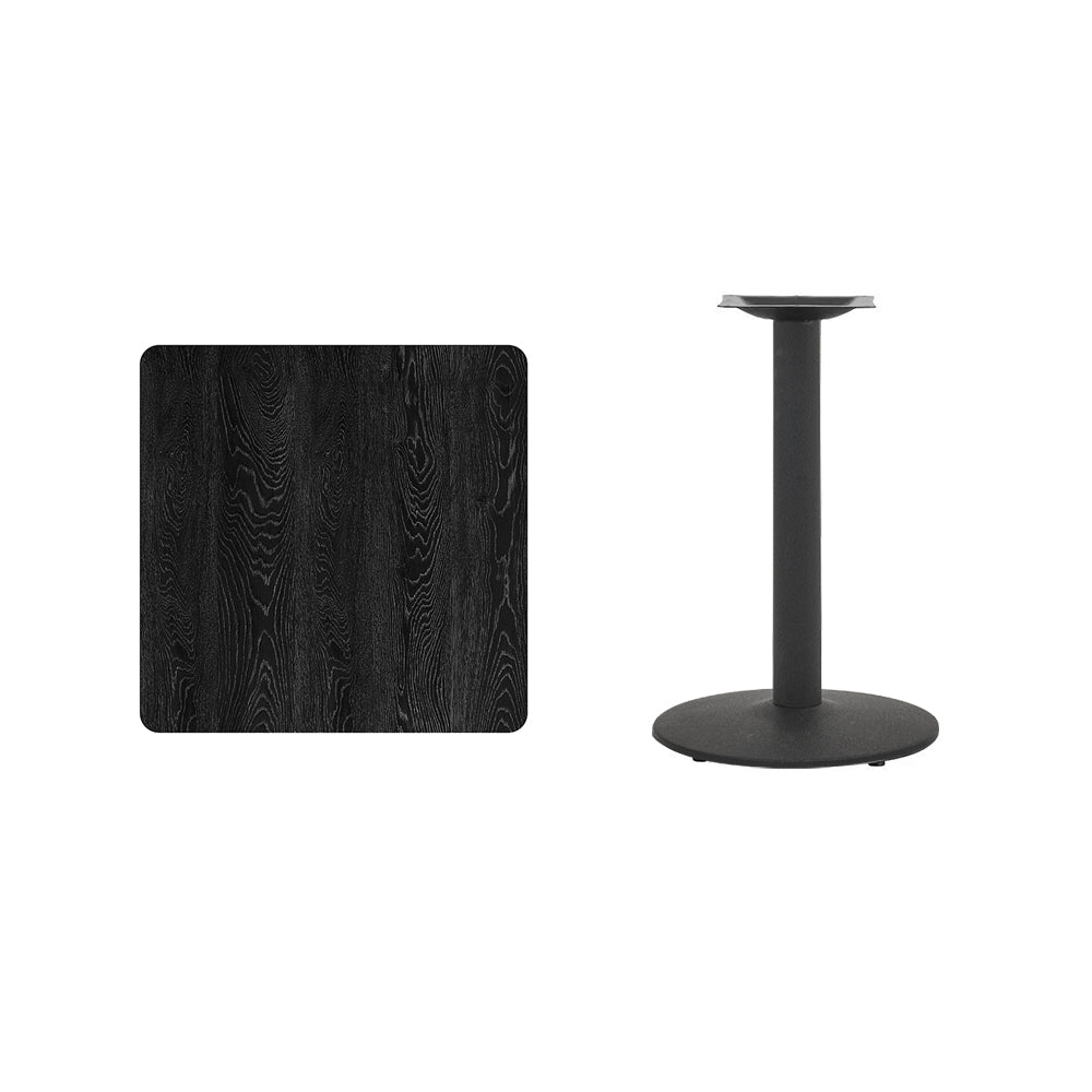 New Black Square Cafe Table with Metal Base