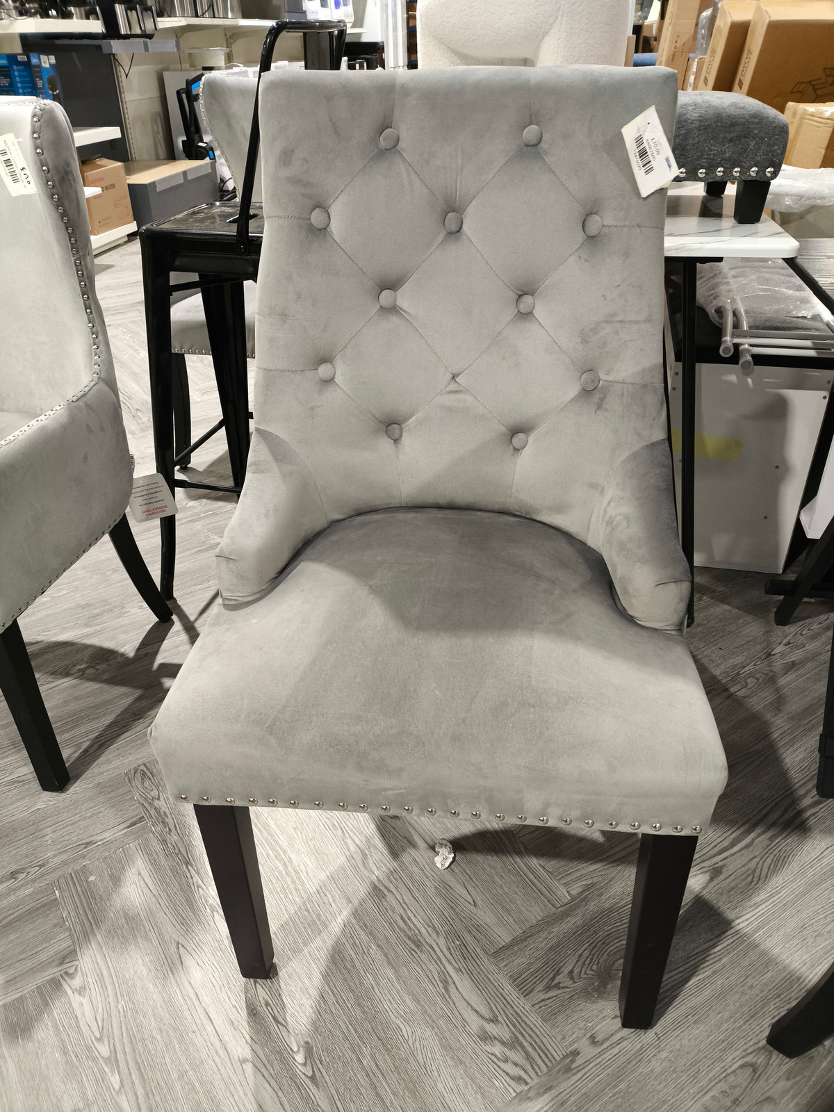 Dining Chairs with Nailhead Trim Dark Grey 1PC