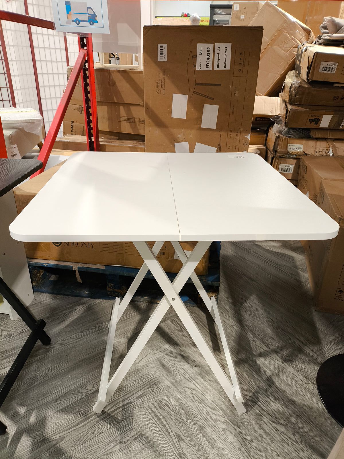 Square With Rounded Corners White Folding Dining Table