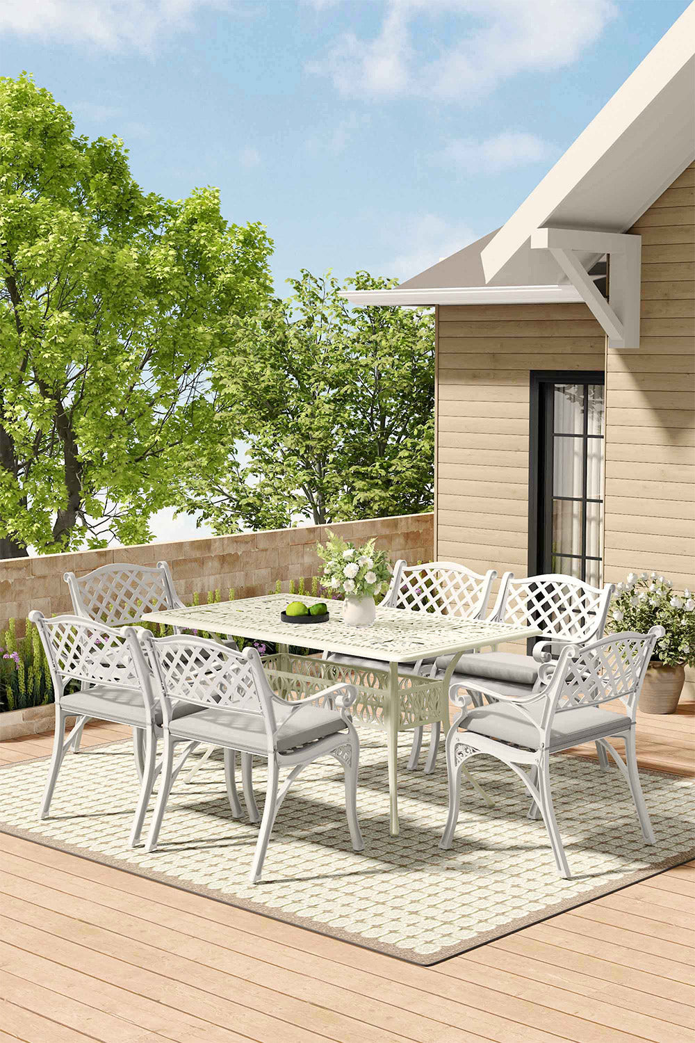 New Retro Cast Aluminium Garden Chairs White 1PC