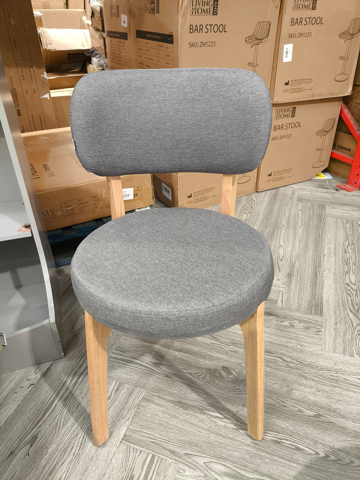 Linen Dining Chair with Wooden Legs Grey 1PC