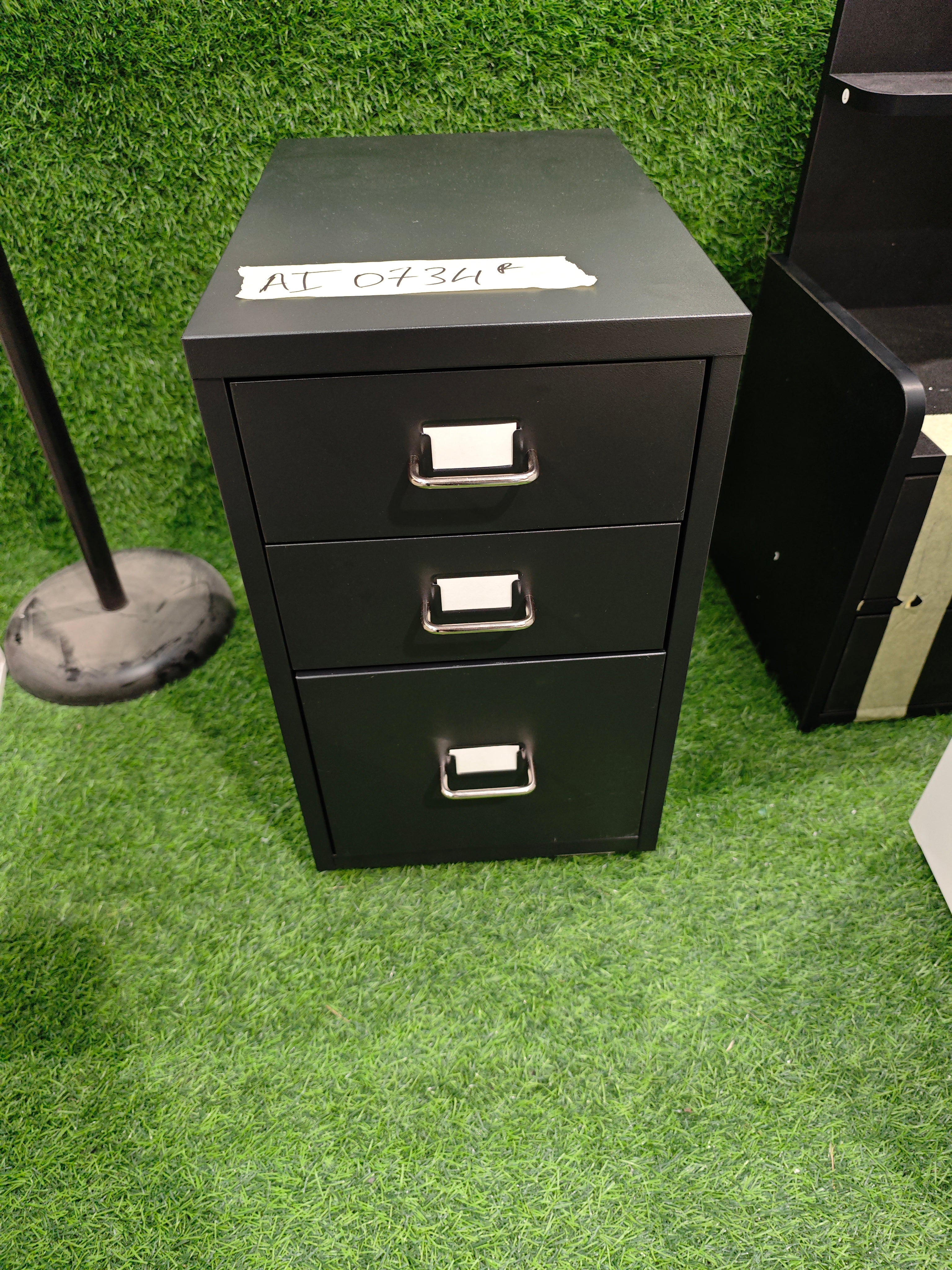 3 Drawer Vertical Metal File Cabinet with Wheels Black