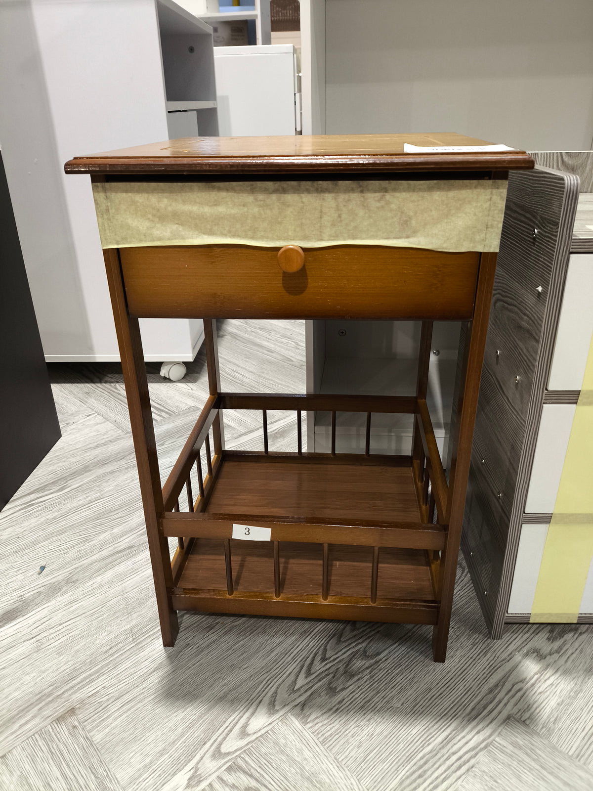 Vintage Side Table with Drawer & Open Shelf