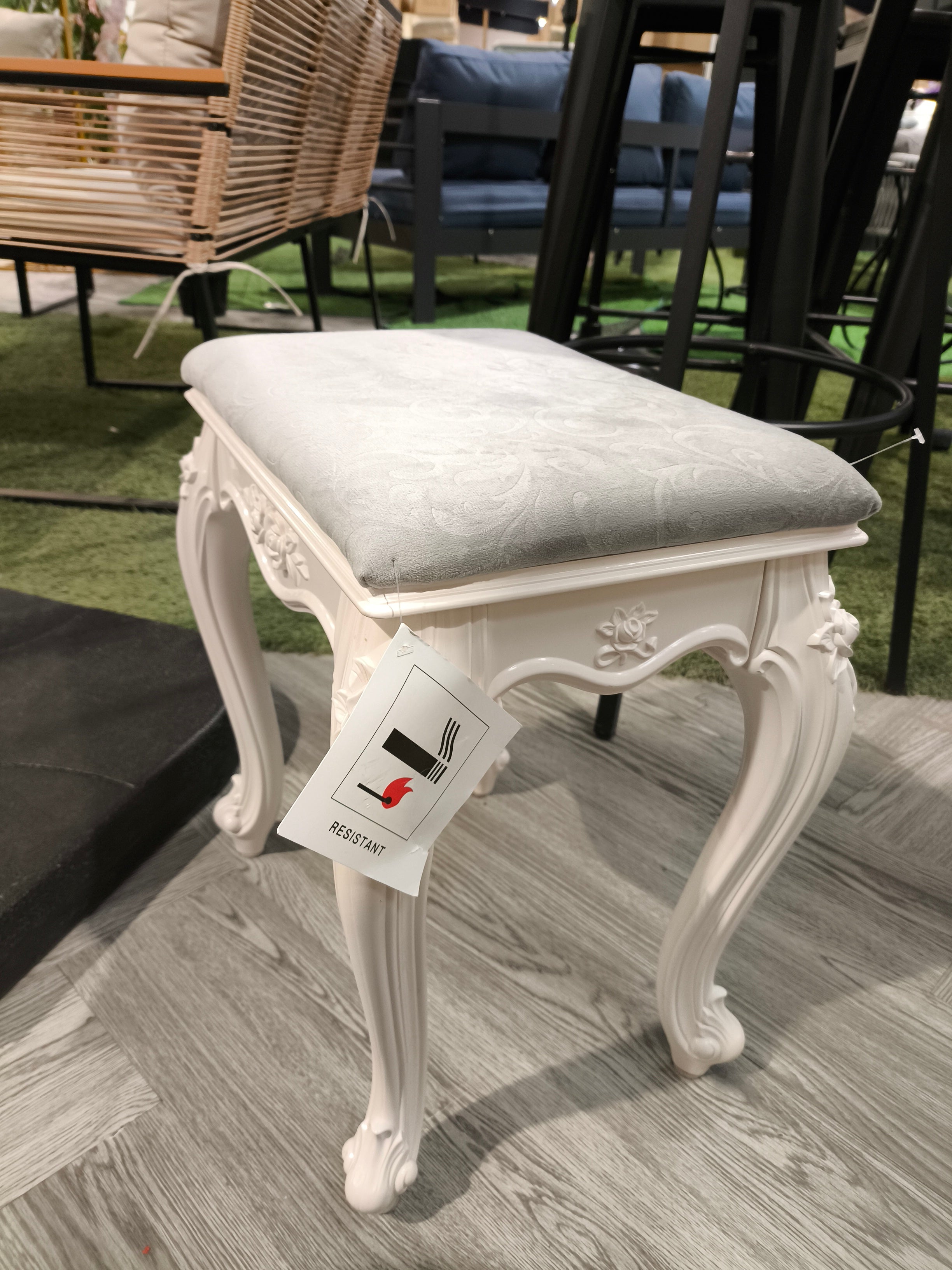 Premium Faux Fur Upholstered Makeup Dressing Stool