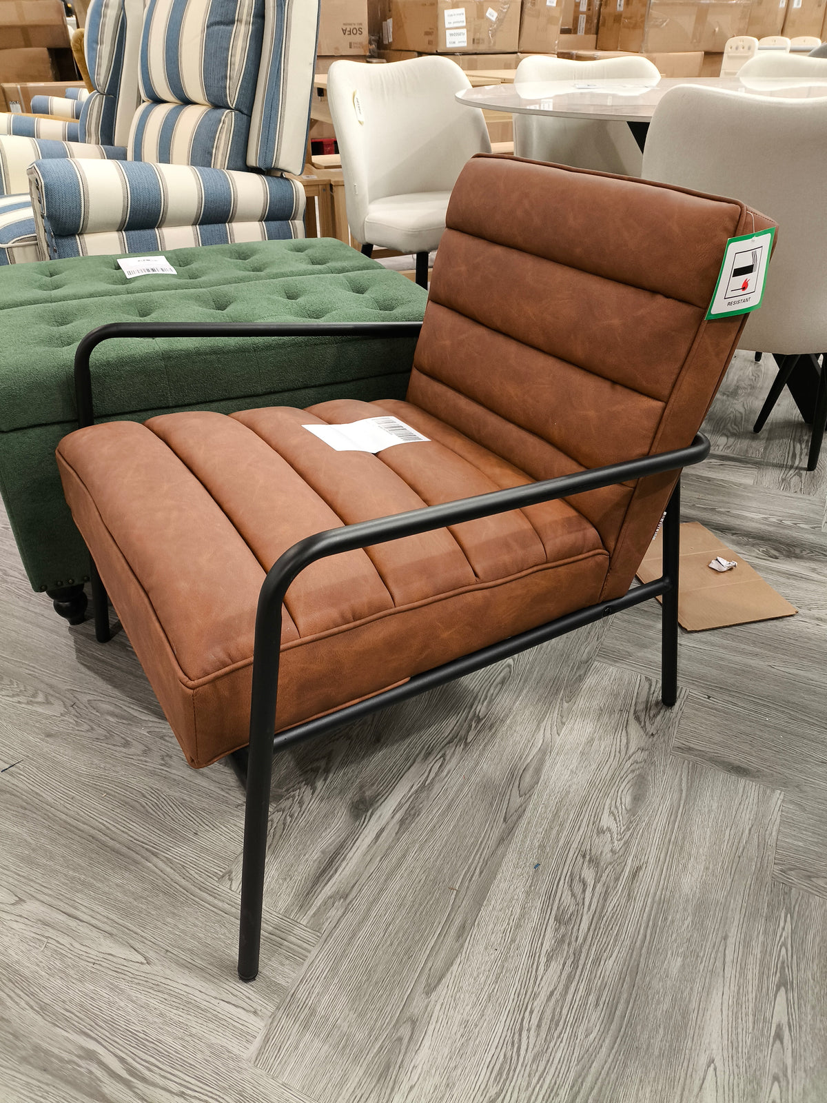 Leisure Soft PU Leather Cushioned Accent Armchair with Metal Frame
