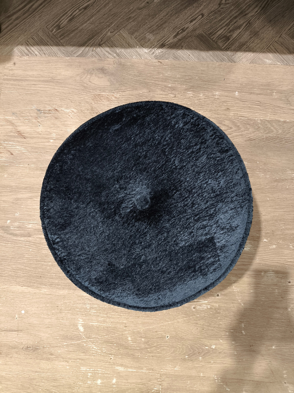 Upholstered Footstool with Wooden Legs Blue