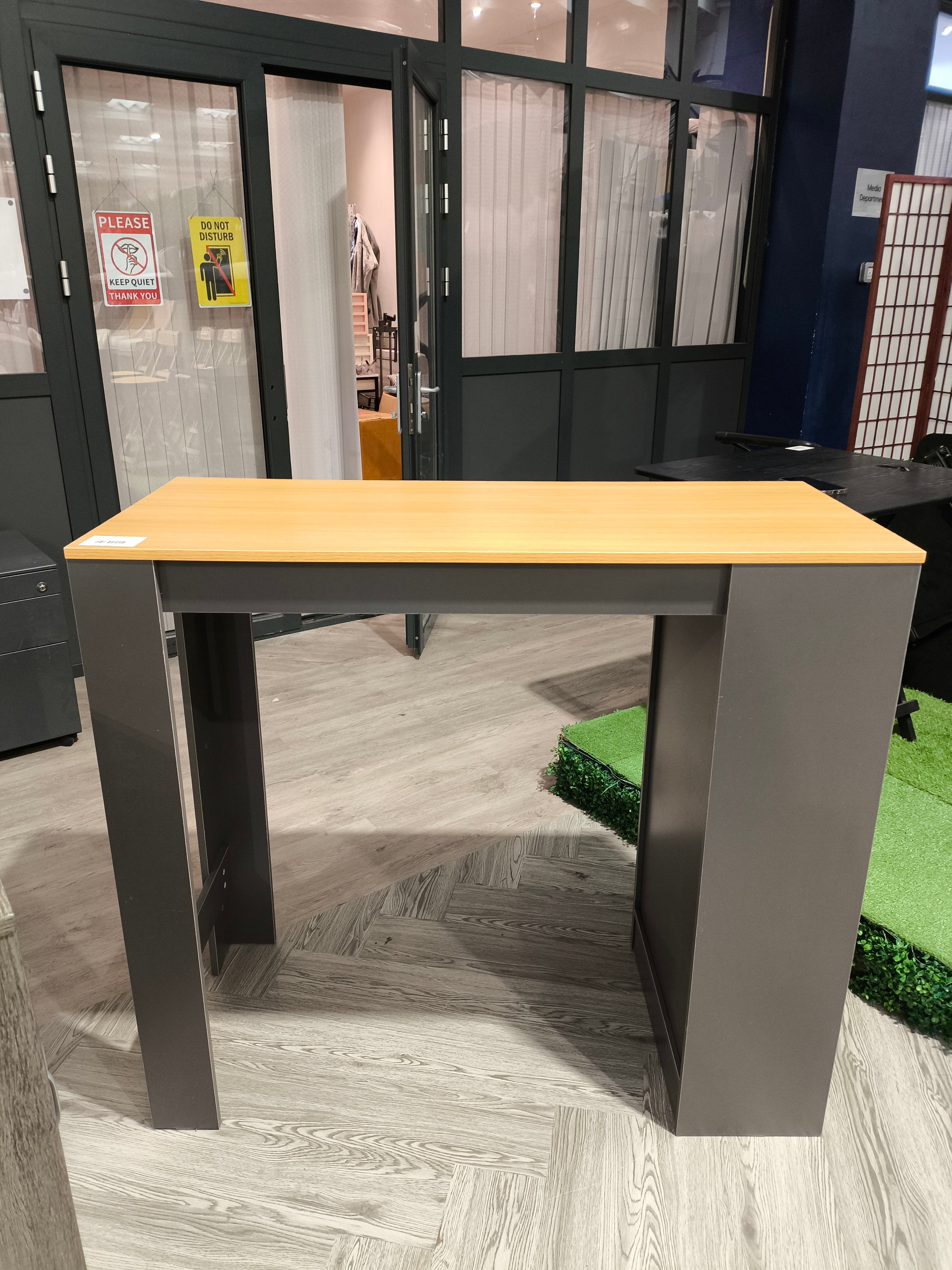 Wooden Bar Table with Open Shelves Black
