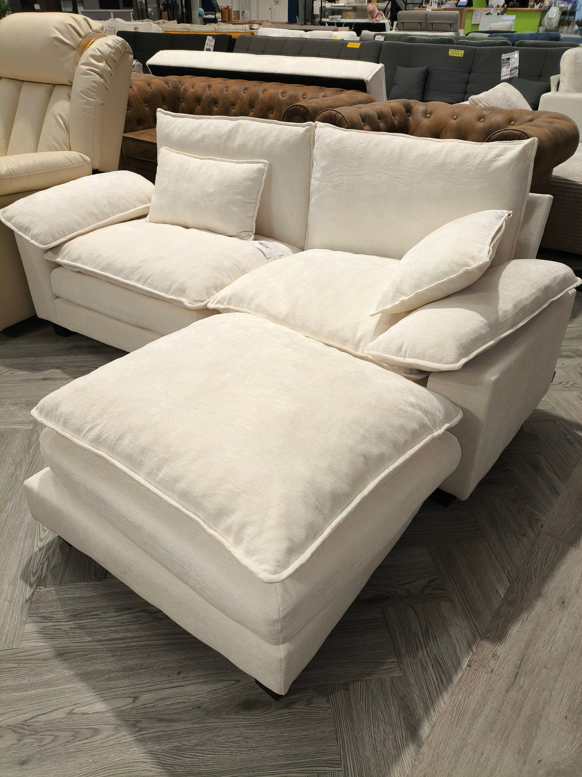 Chenille Sectional Sofa with Ottoman and Lumbar Pillows