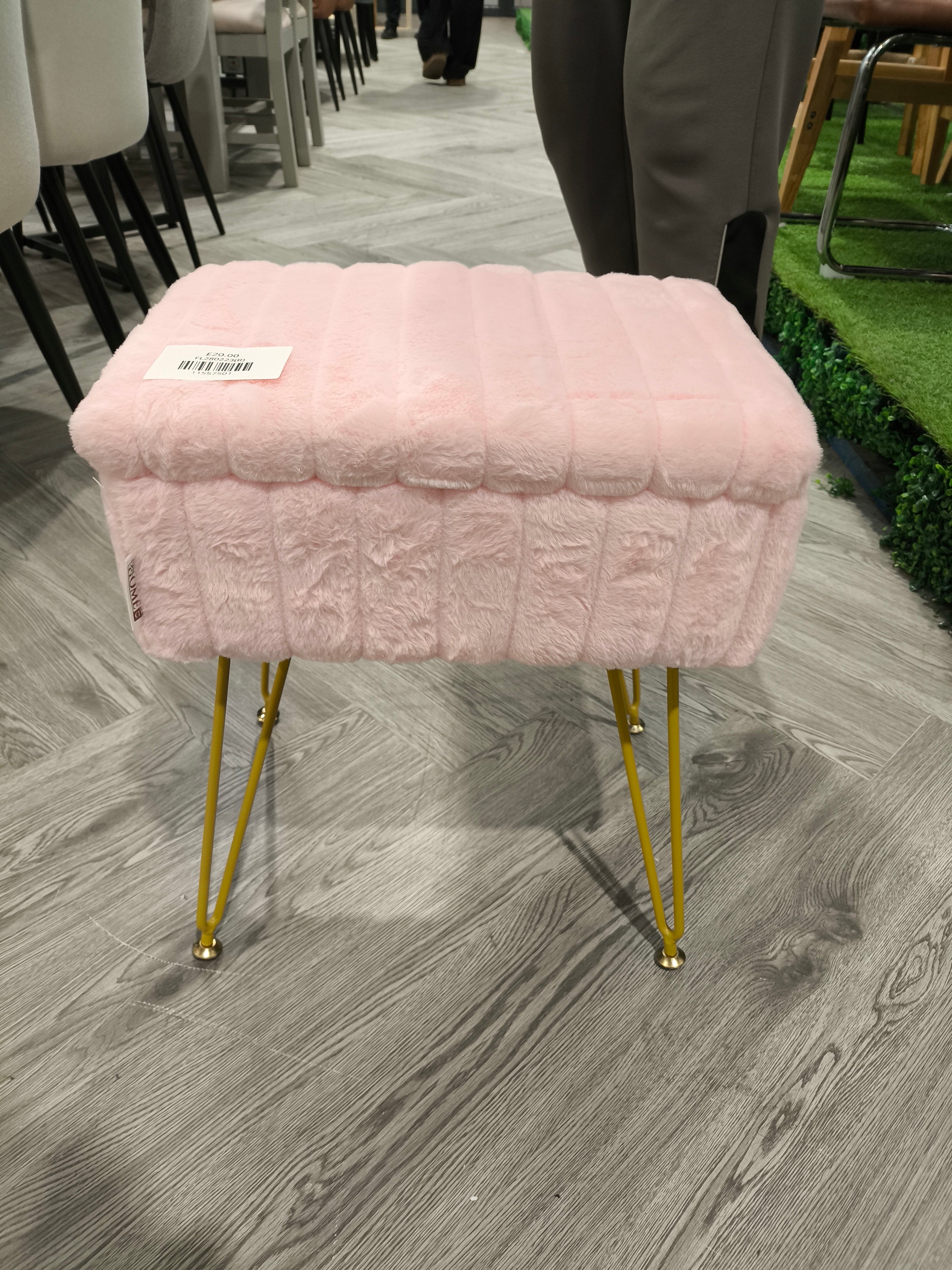 Modern Upholstered Storage Ottoman Vanity Stool Pink