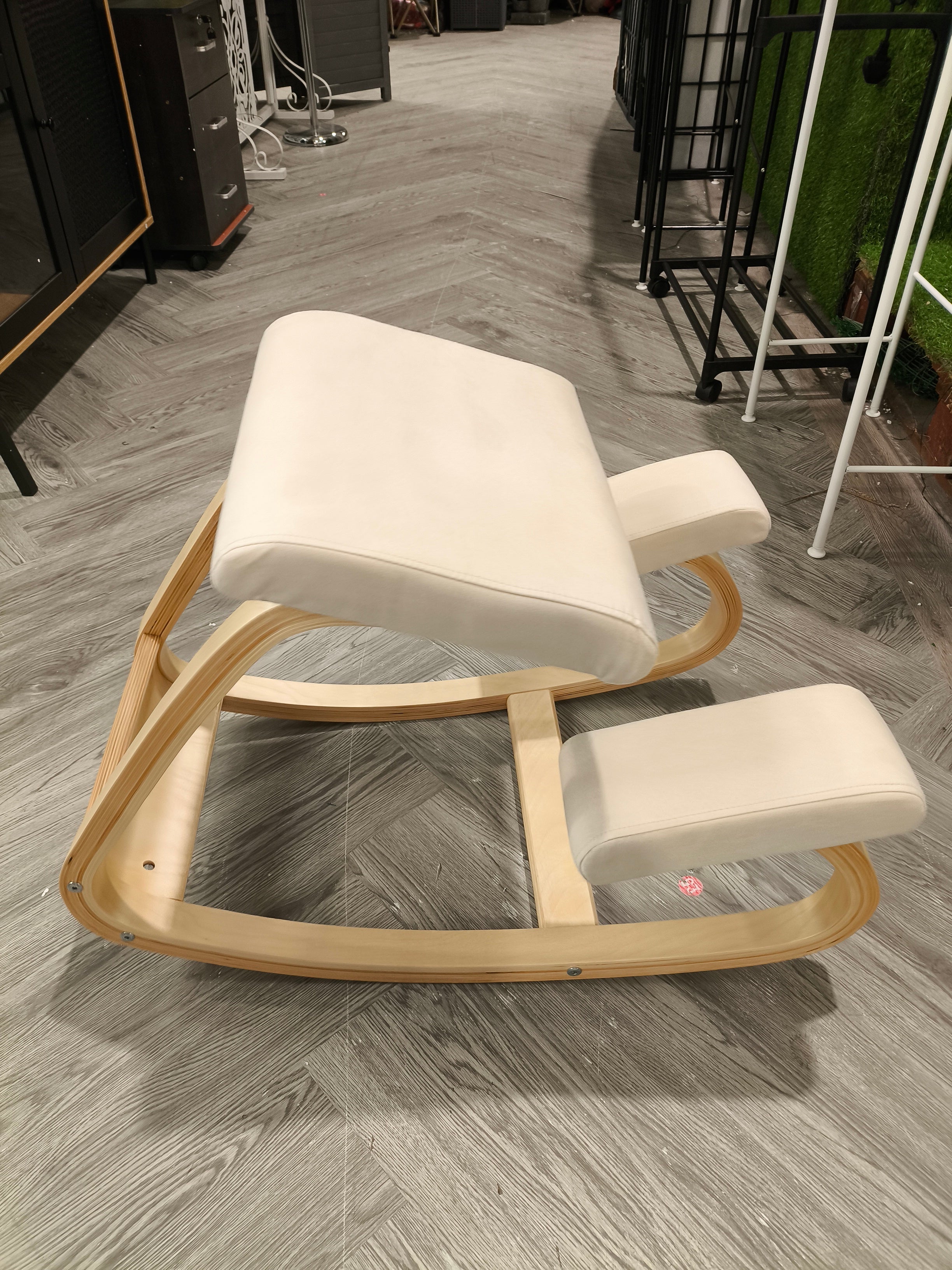 Wooden Rocking Kneeling Chair Beige