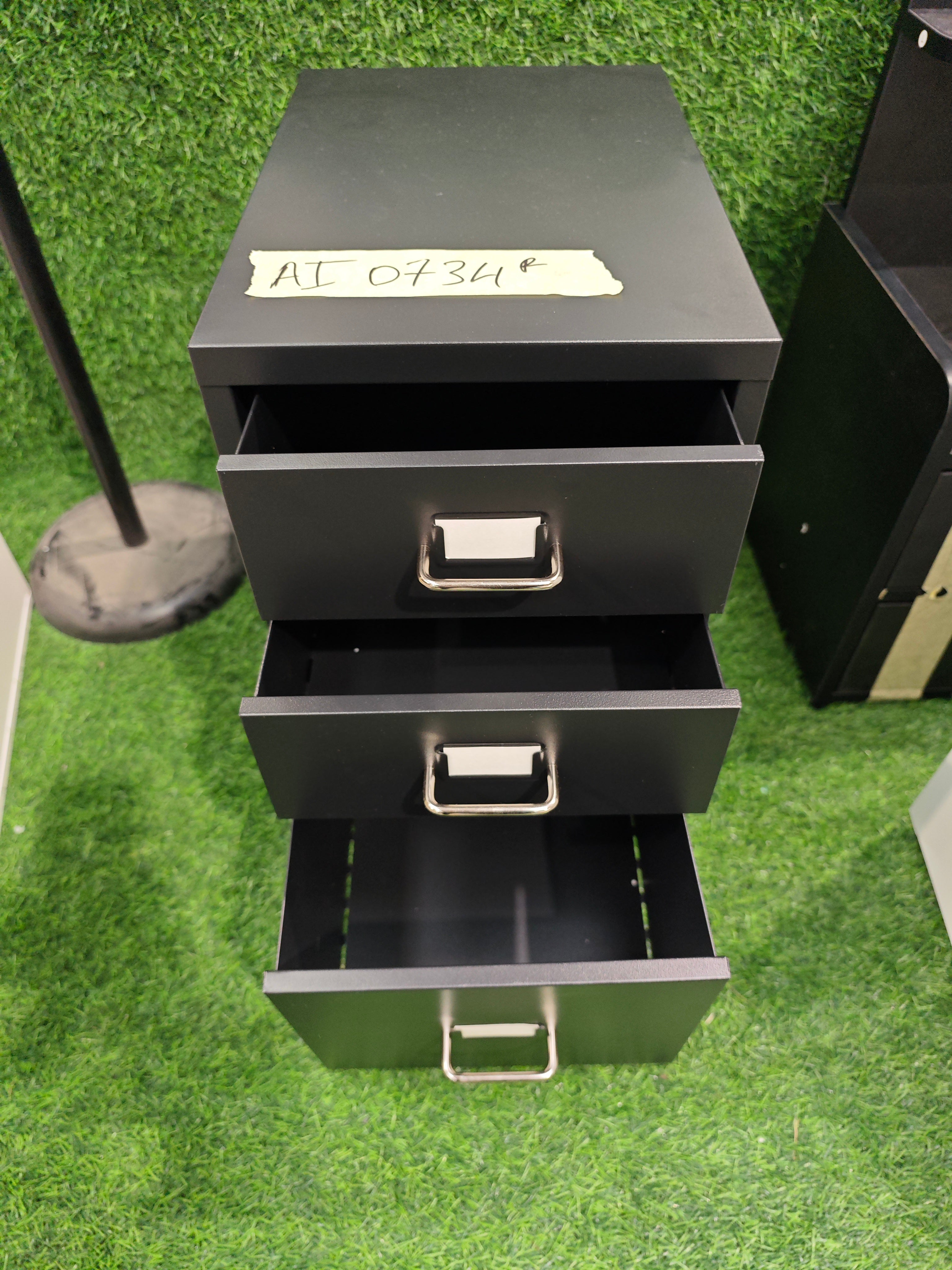 3 Drawer Vertical Metal File Cabinet with Wheels Black