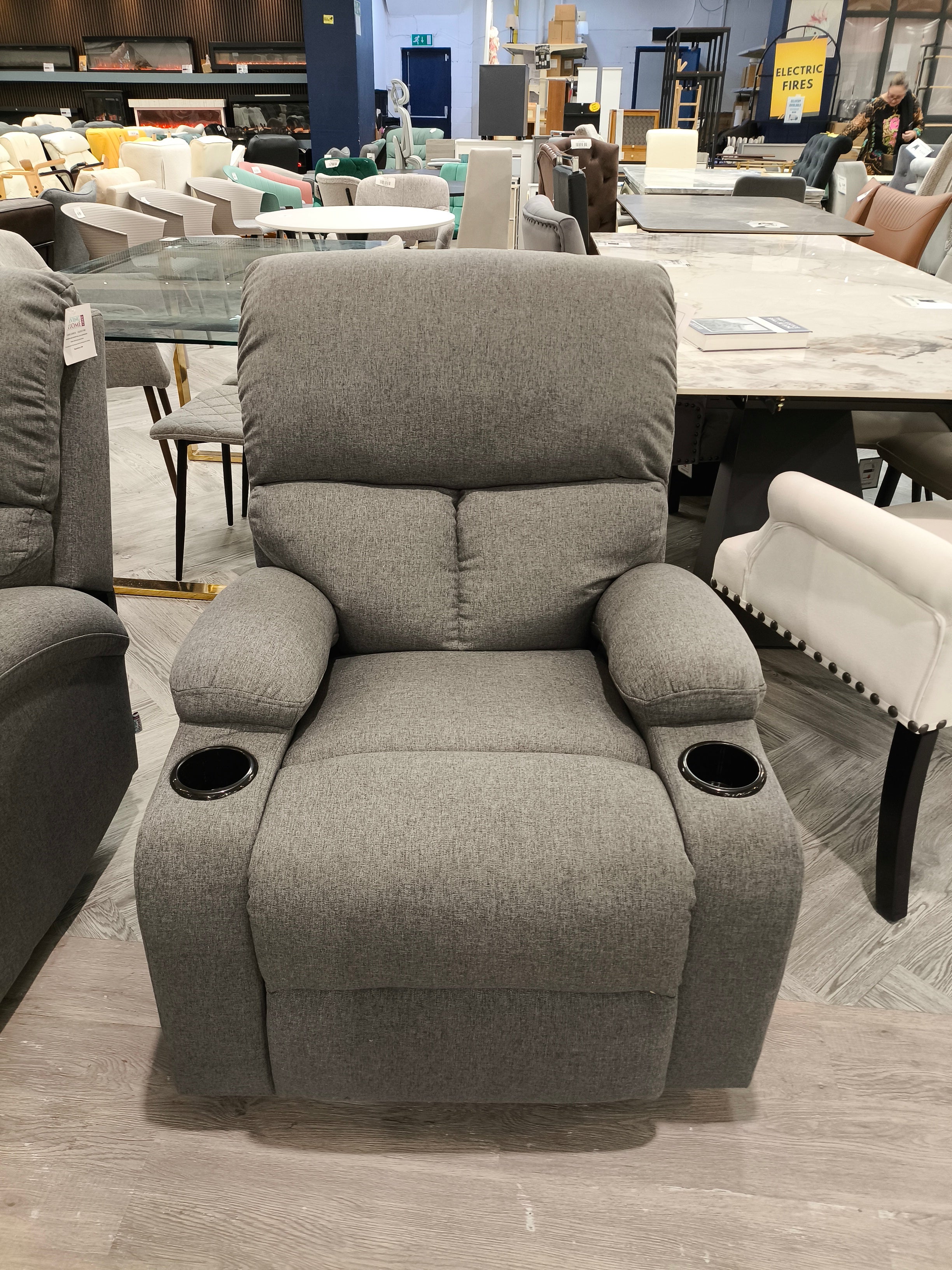 Linen Single Sofa Recliner Armchair Reclining Chair with Massage & Heat Grey
