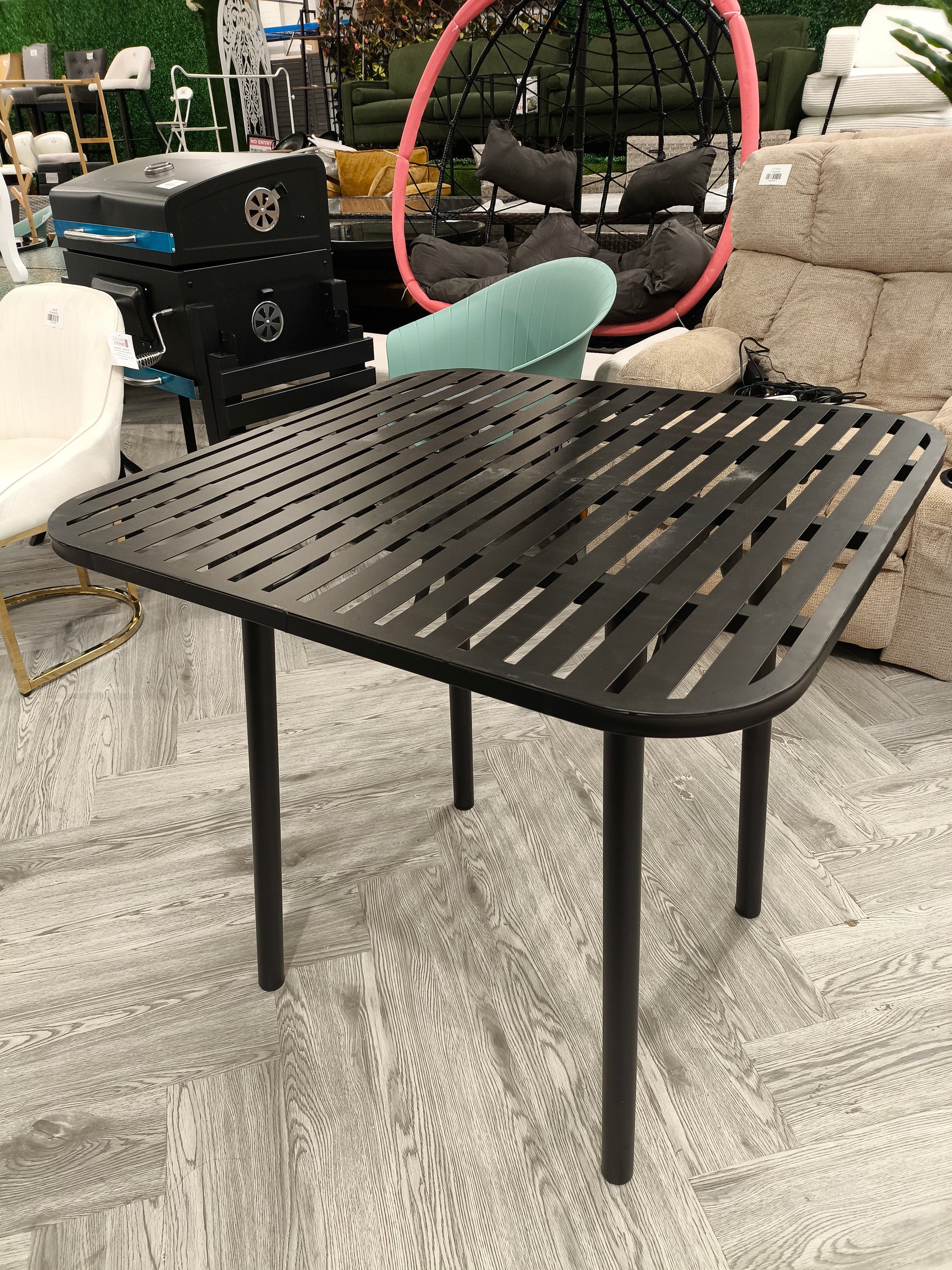 Square Outdoor Garden Metal Table Black