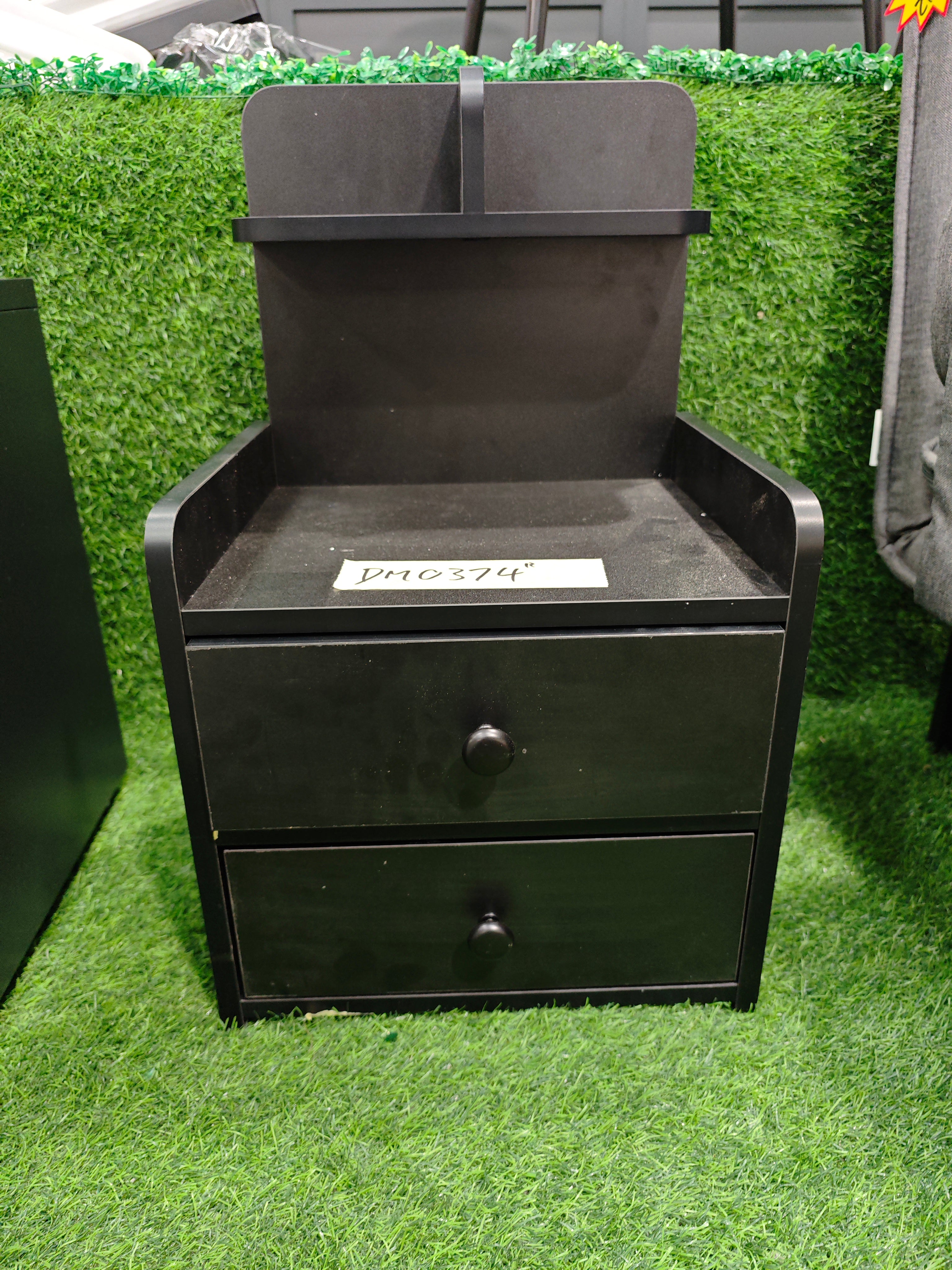 Wooden 2 Drawers Bedside Table Nightstand with a Shelf