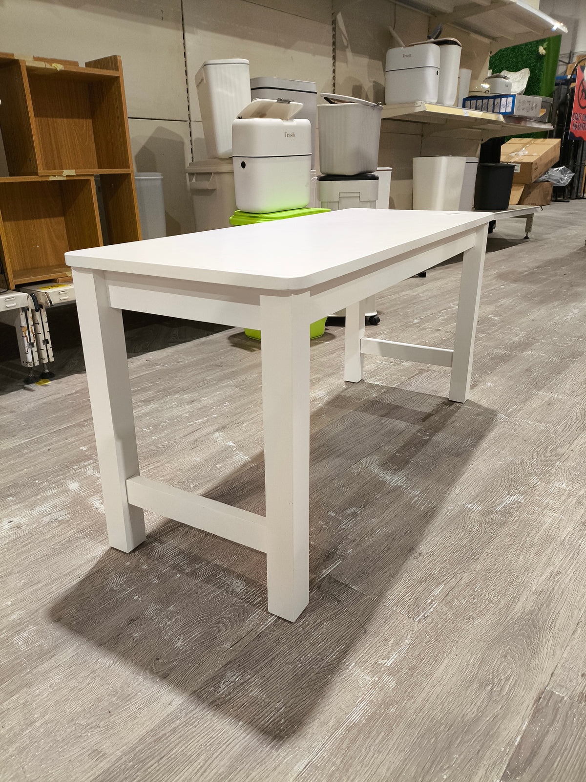 White Wood Bench with White Painted Base