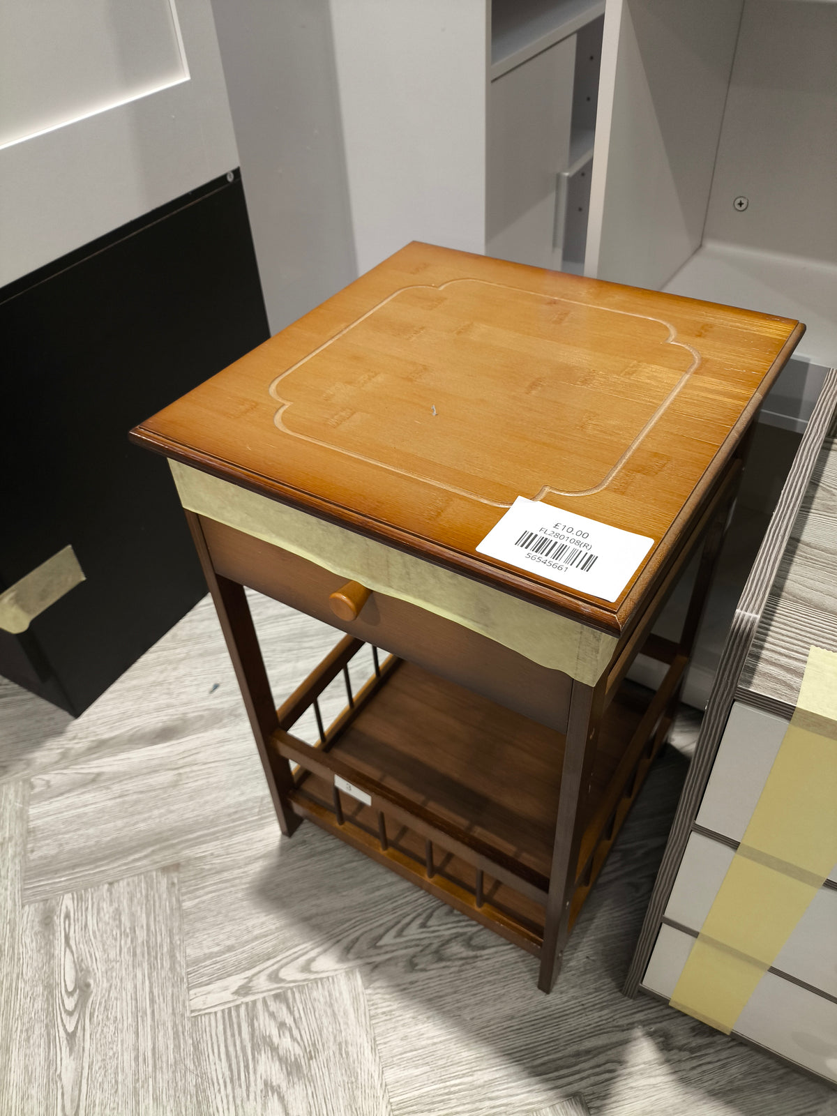Vintage Side Table with Drawer & Open Shelf