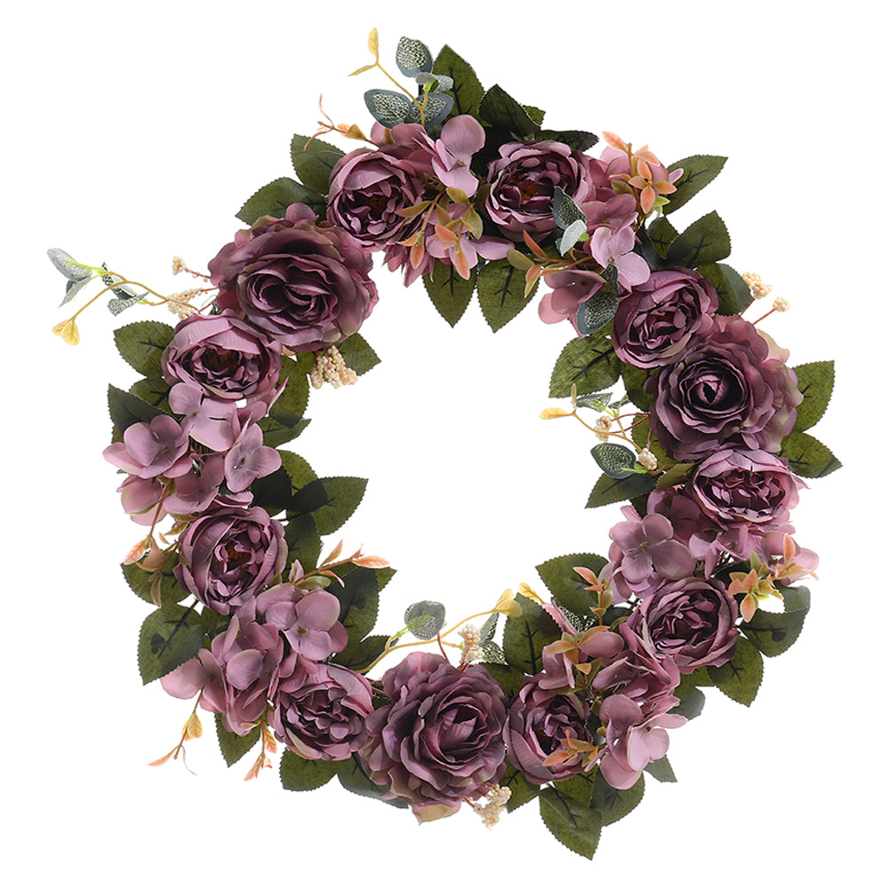 New Artificial Flower Wedding Decoration Ornament Hydrangea Peony Wreath Purple