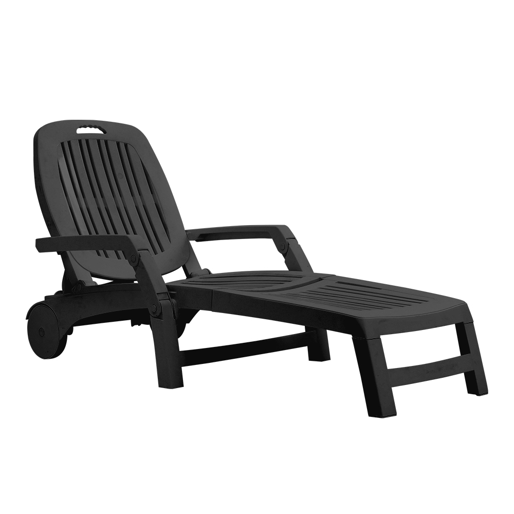 New Sun Lounger Outdoor Folding Lounge Chair Recliner with Wheels