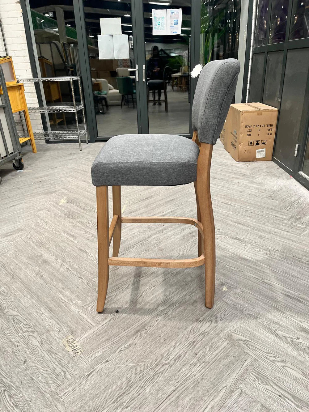 Grey Linen Bar Stool Bar Height for Kitchen Island Cafe 1PC