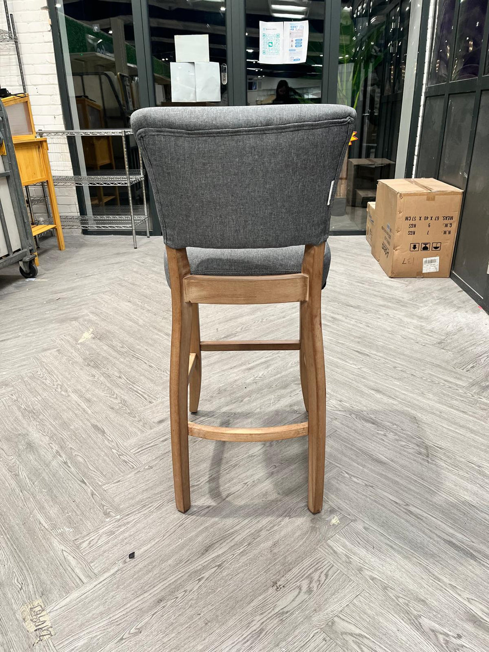 Grey Linen Bar Stool Bar Height for Kitchen Island Cafe 1PC