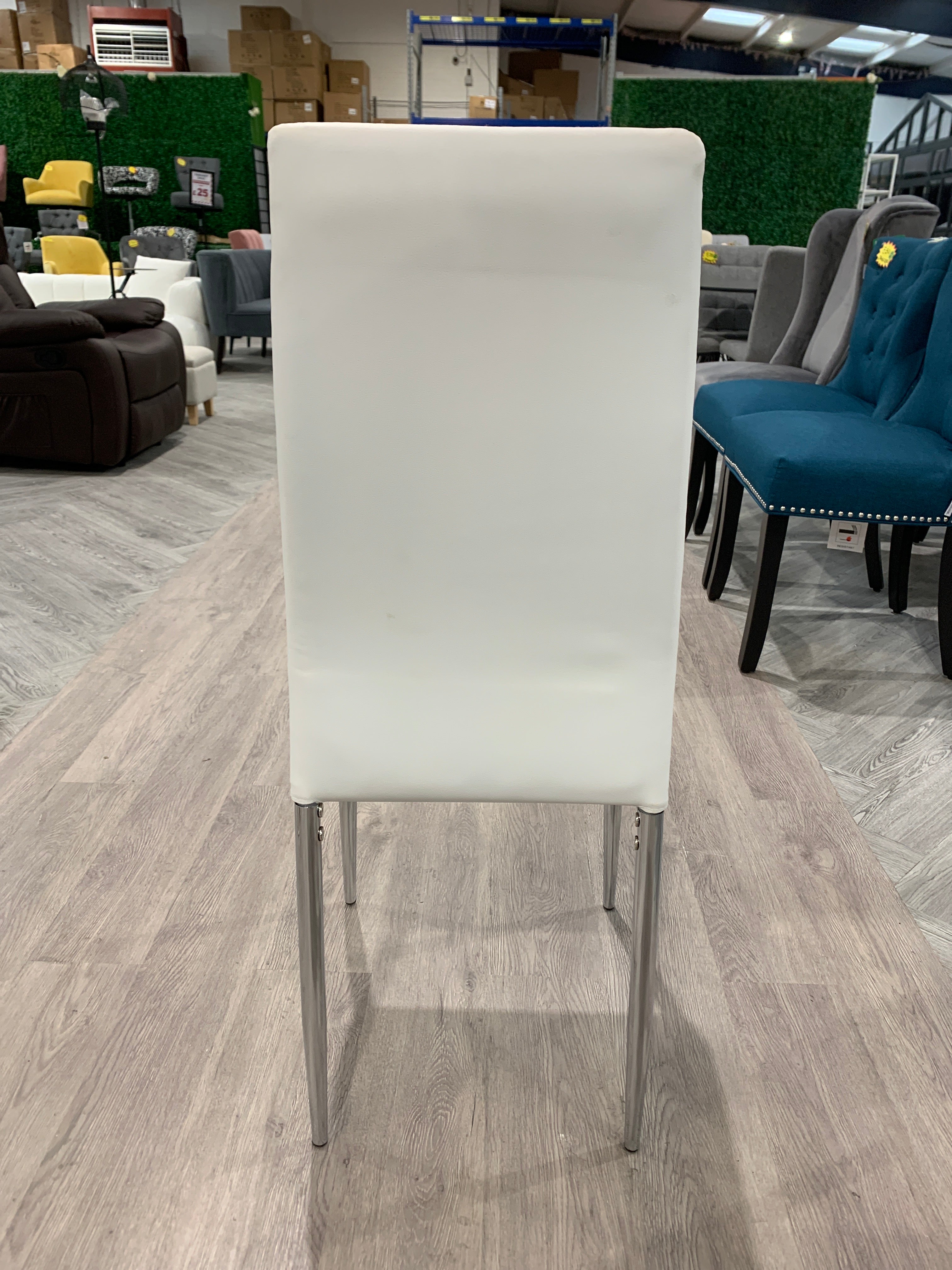 Modern Faux Leather Armless High Back Dining Chairs Chrome Legs