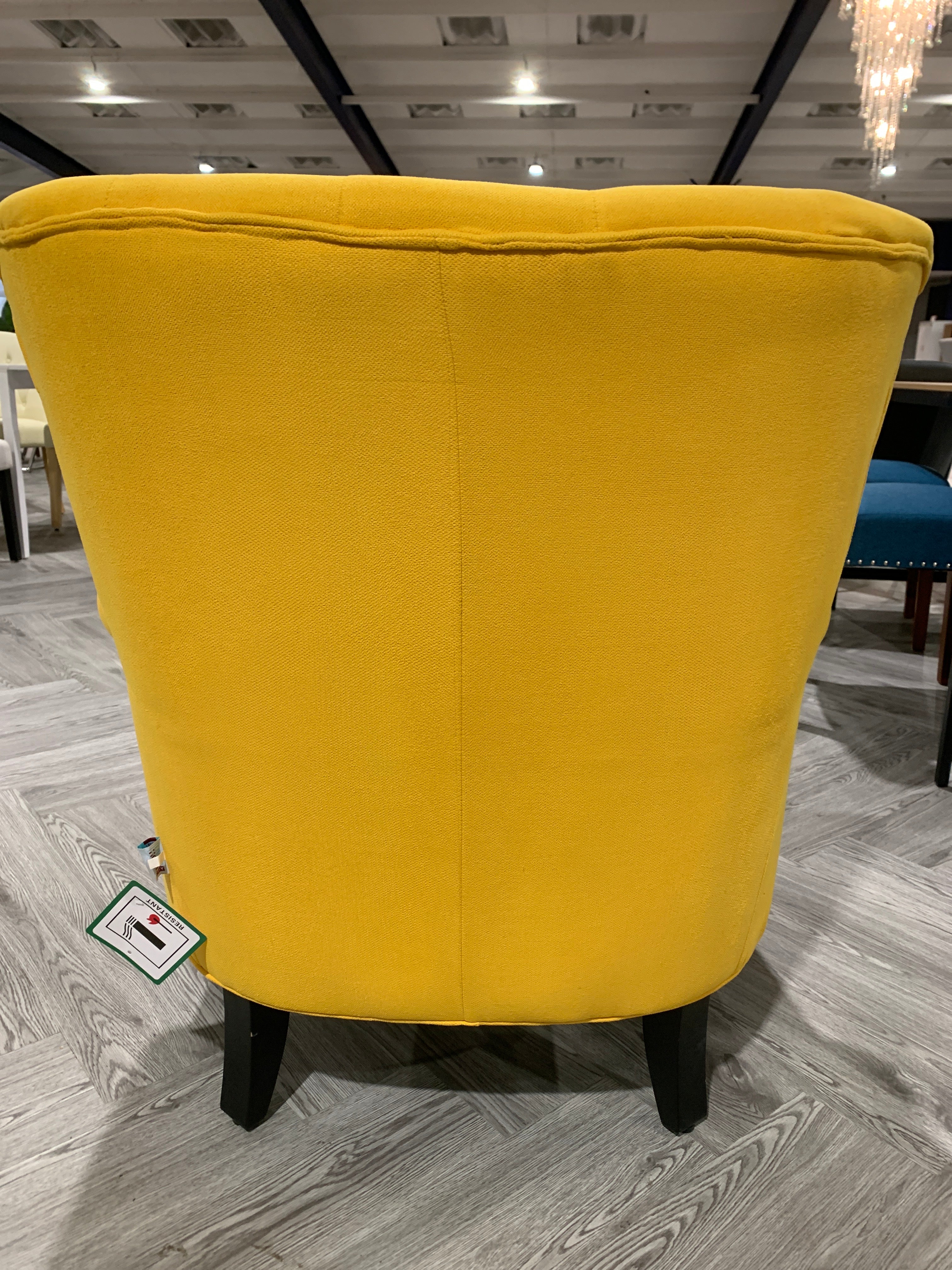 Yellow Upholstered Nail Head Modern Buttoned Armchair with Lumbar Pillow and Cushion