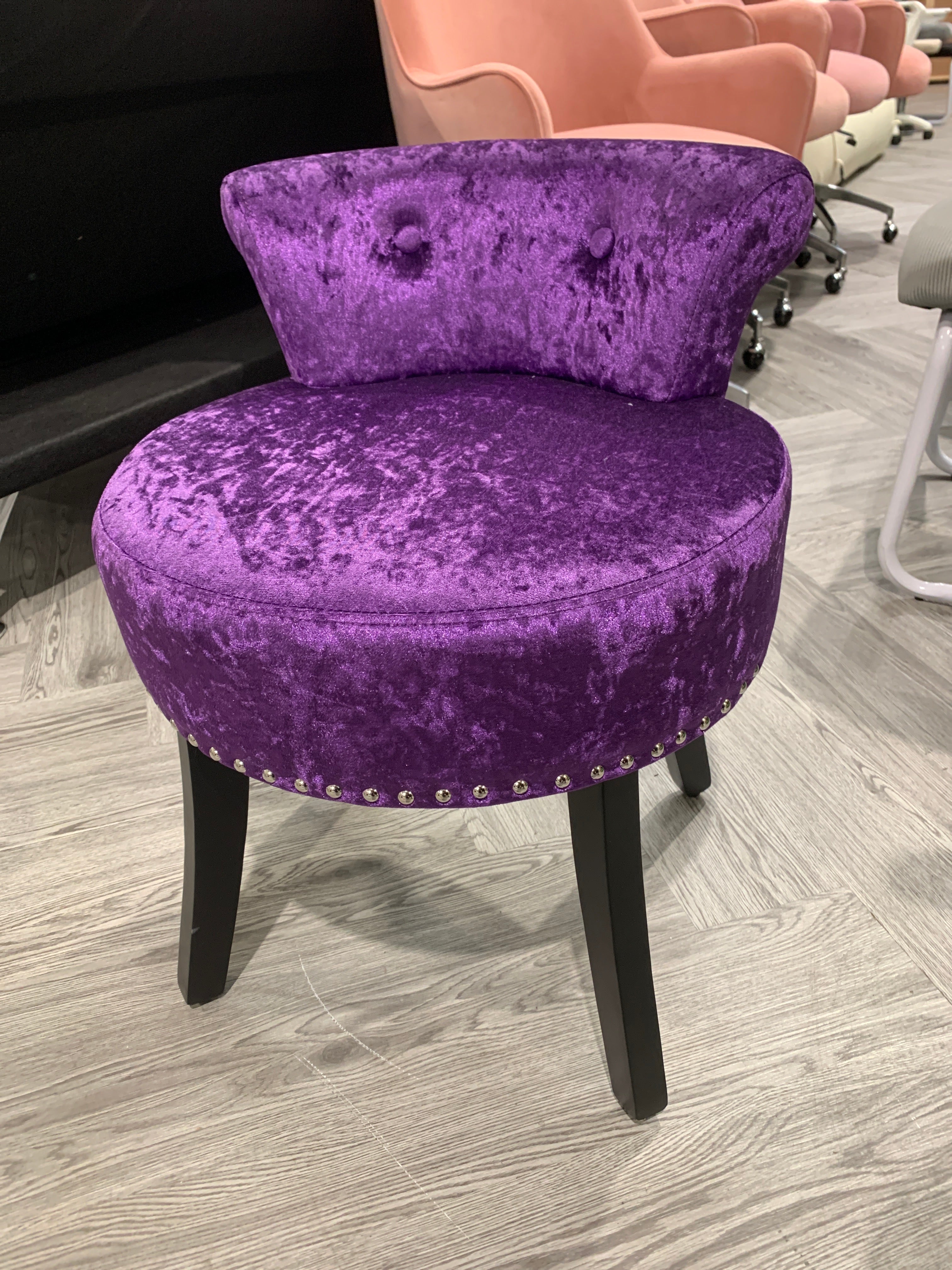 Velvet Bedroom Chair Makeup Vanity Padded Dressing Stool Purple