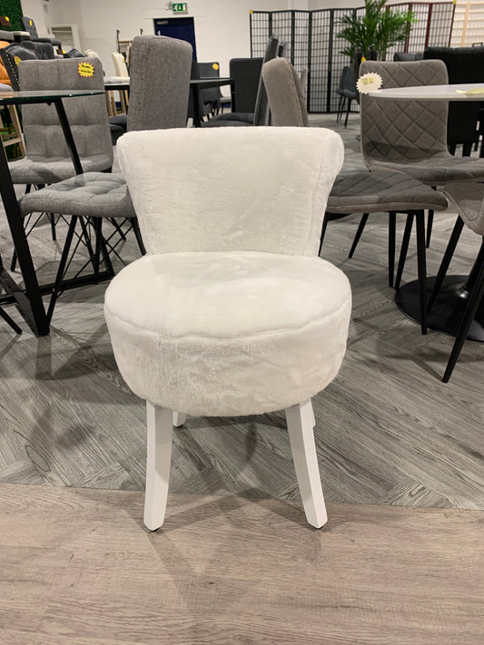 Modern White Plush Upholstered Dressing Table Chair with White Legs