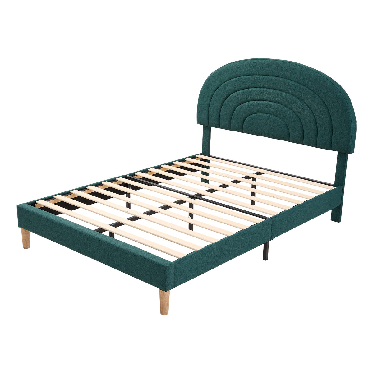 New Double Bed Frame with Adjustable Headboard Green