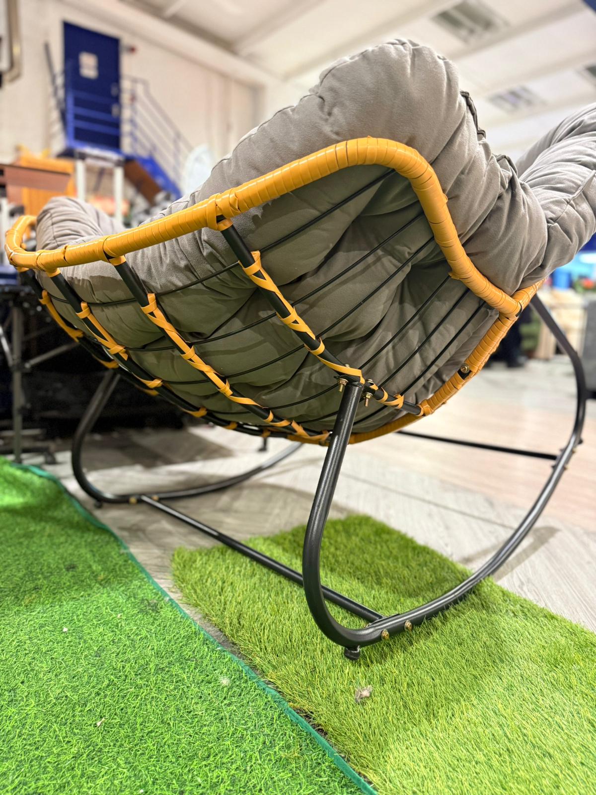 Modern Bird's Nest Rocking Chair with Seat Cushion Grey and Black